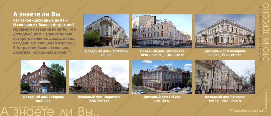 А знаете ли Вы, что такое «доходные дома»? И сколько их было в Астрахани?